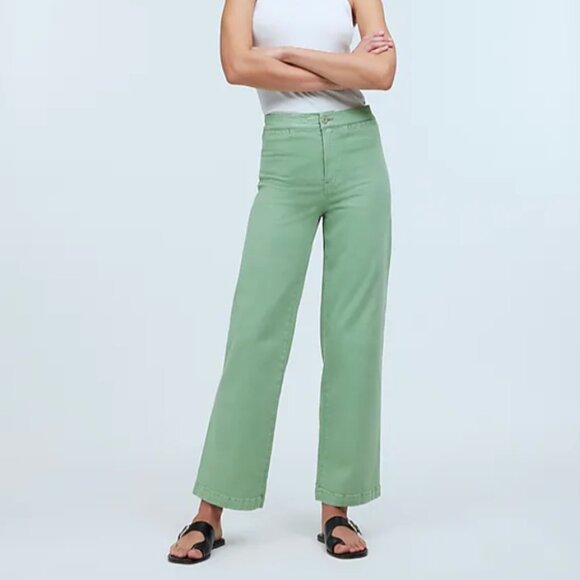 NWT  Madewell Pistachio The Emmett Wide-Leg Crop Pant: Welt Pocket Edition SZ 33 - Picture 1 of 11